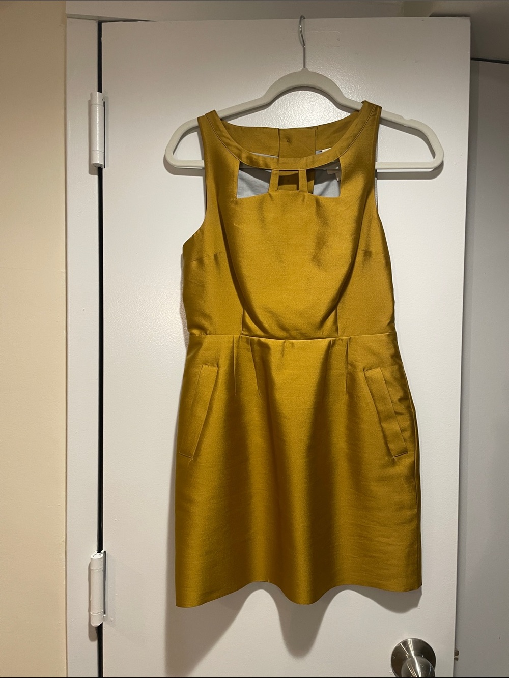 Maeve Mustard Yellow Sleeveless Fit-and-Flare Dress